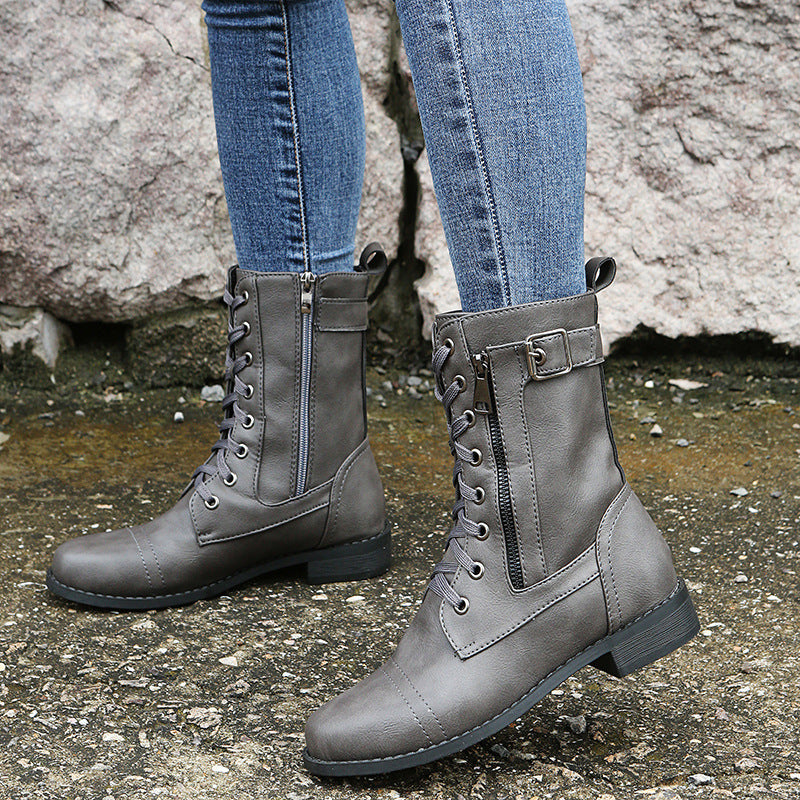 Bottes Mi-Mollet à Lacets