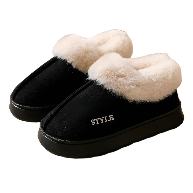 Pantoufles Chaudes en Daim et Coton