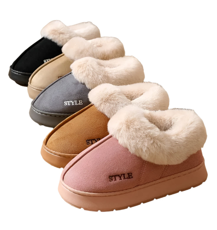 Pantoufles Chaudes en Daim et Coton