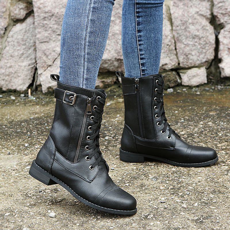 Bottes Mi-Mollet à Lacets