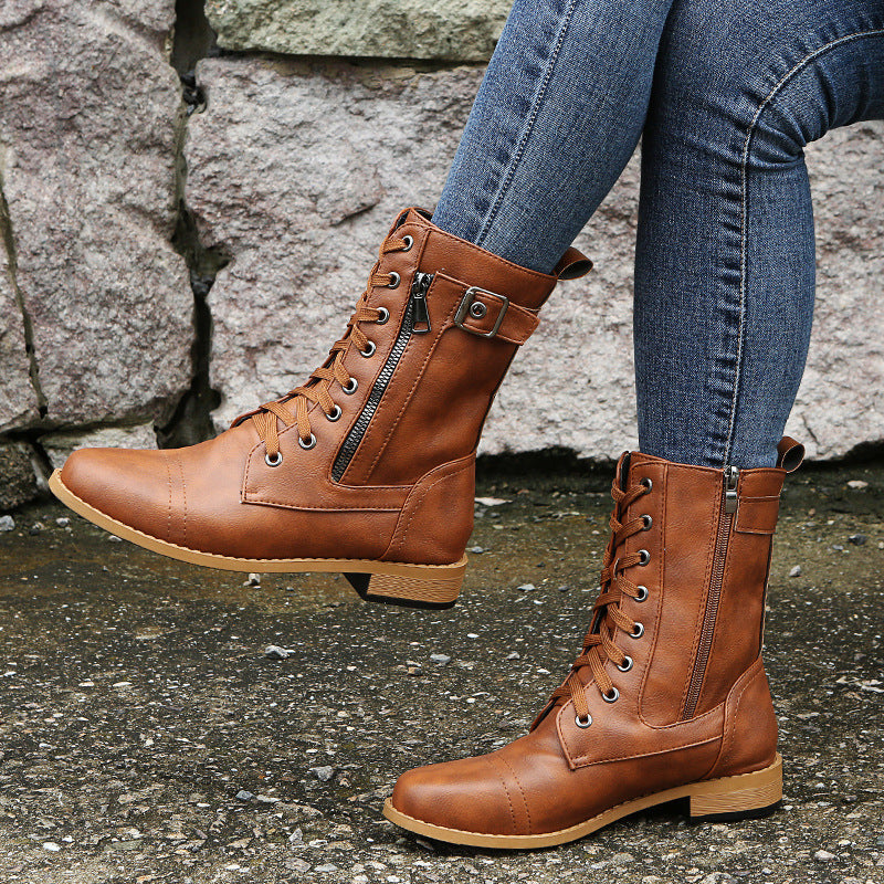Bottes Mi-Mollet à Lacets
