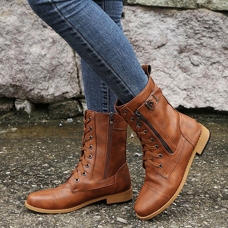 Bottes Mi-Mollet à Lacets