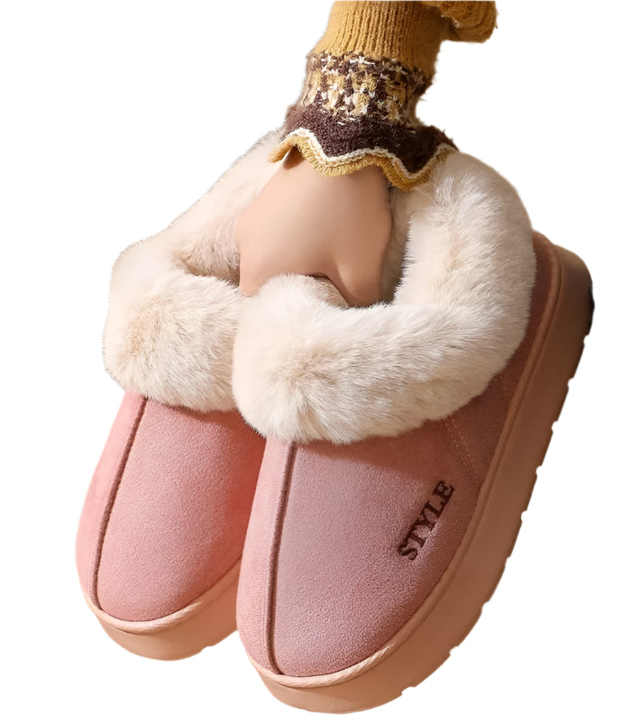Pantoufles Chaudes en Daim et Coton