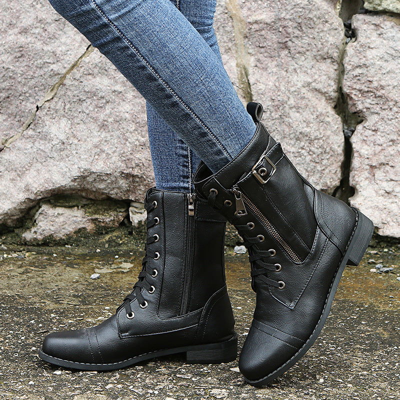 Bottes Mi-Mollet à Lacets