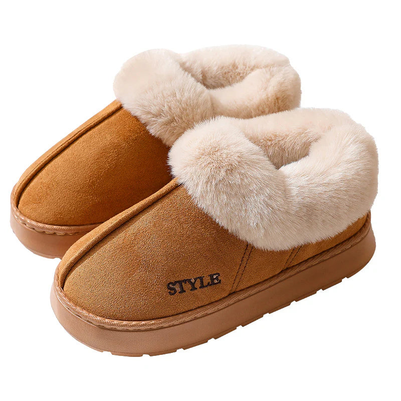 Pantoufles Chaudes en Daim et Coton