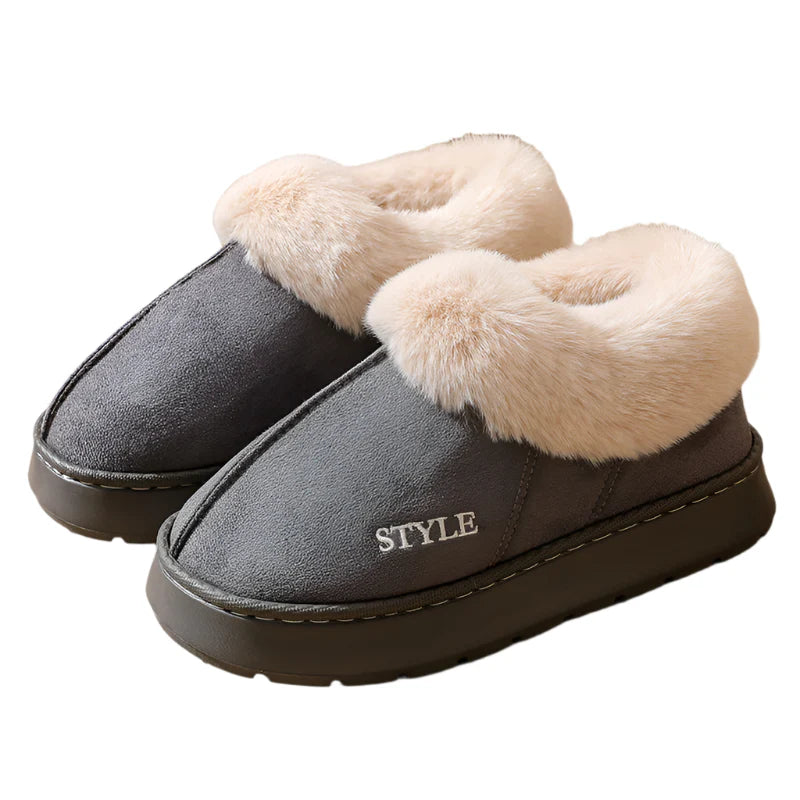 Pantoufles Chaudes en Daim et Coton