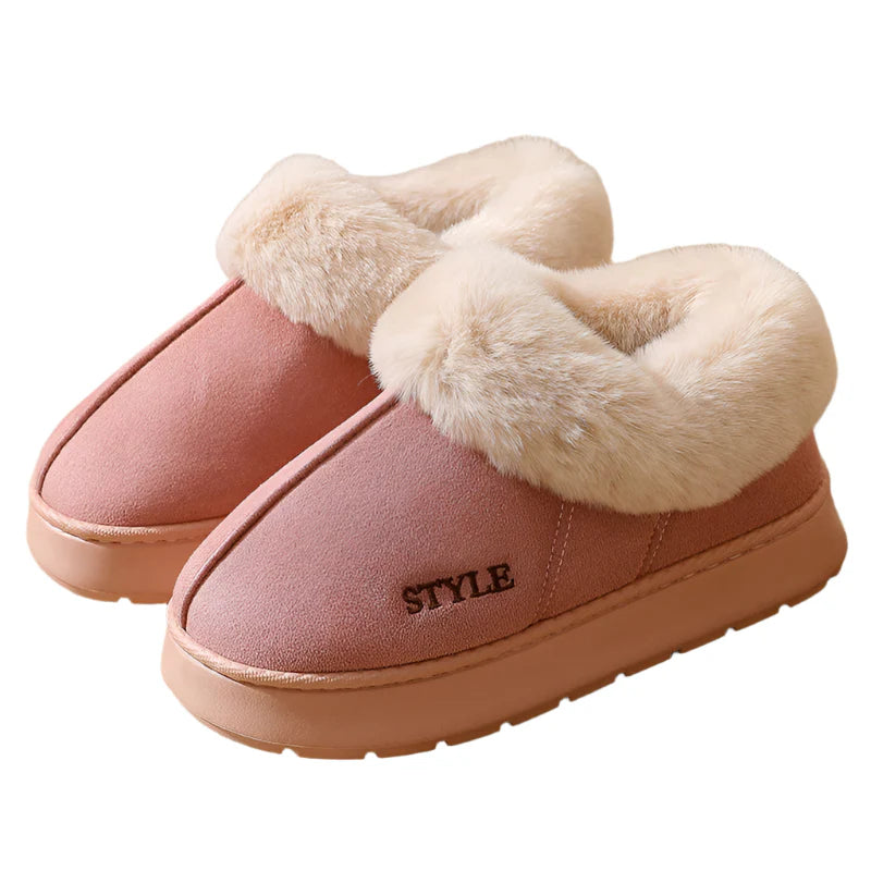 Pantoufles Chaudes en Daim et Coton