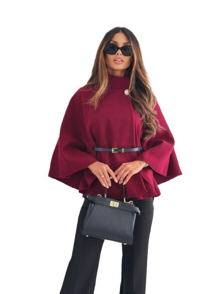Veste cape ceinturée
