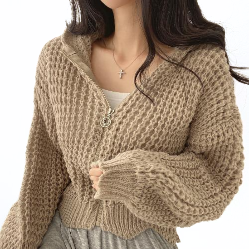 Cardigan pour femme avec capuche à manches longues