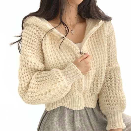 Cardigan pour femme avec capuche à manches longues