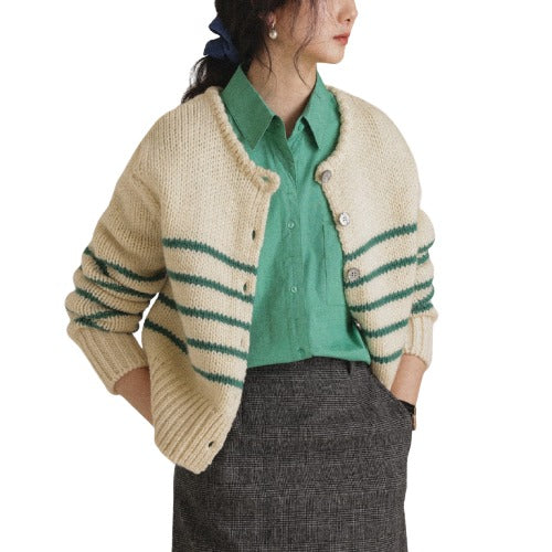 Cardigan Rayé Chic en Maille Douce