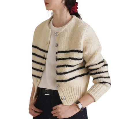 Cardigan Rayé Chic en Maille Douce